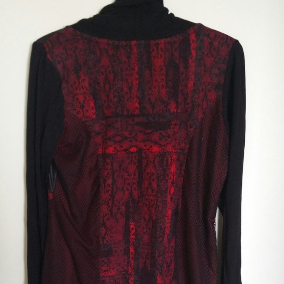 Dolcezza Red and Black Dress /Top M - Picture 9 of 12